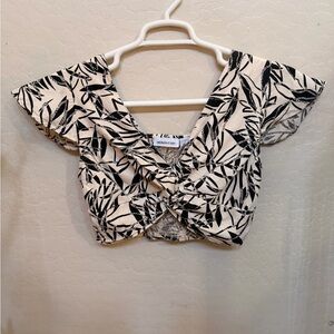 Midnight Sky Black & White Twist-Knot Crop Top